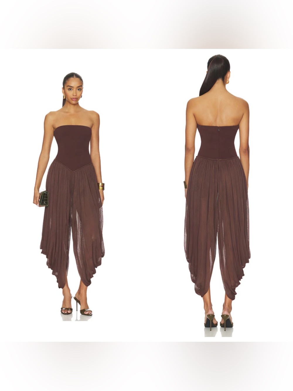 Et Ochs Harris Knit Jumpsuit Draped Baggy Brown Small Strapless